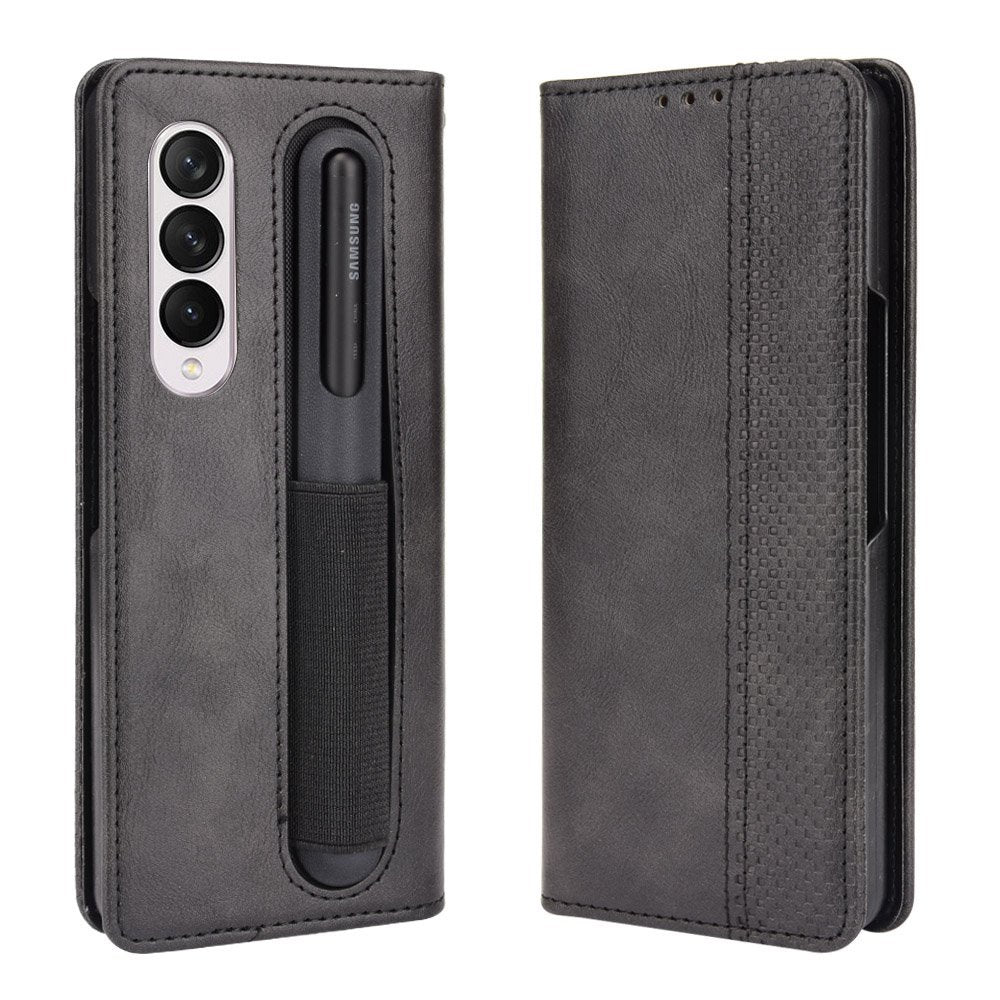 Leather Vintage Case for Samsung Galaxy Z Fold in black